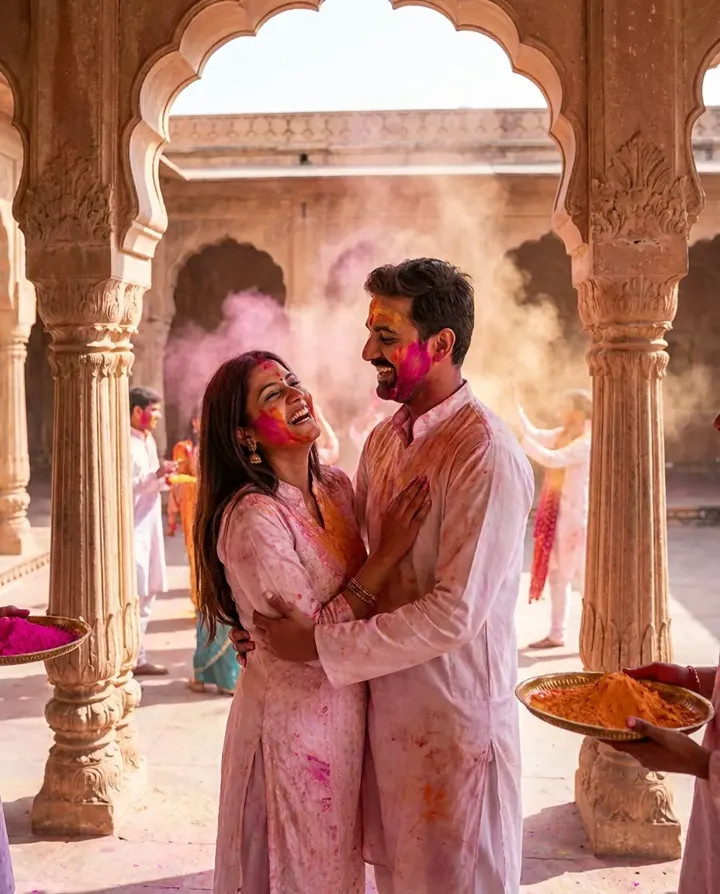 Holi Haveli Couple AI generated example